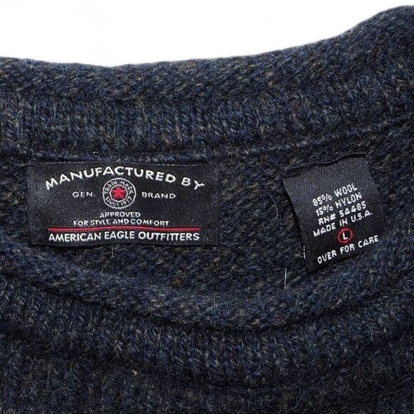American Eagle Outfitters Vintage Y2K Wool Sweater Made in USA Men's L - Picture 3 of 4